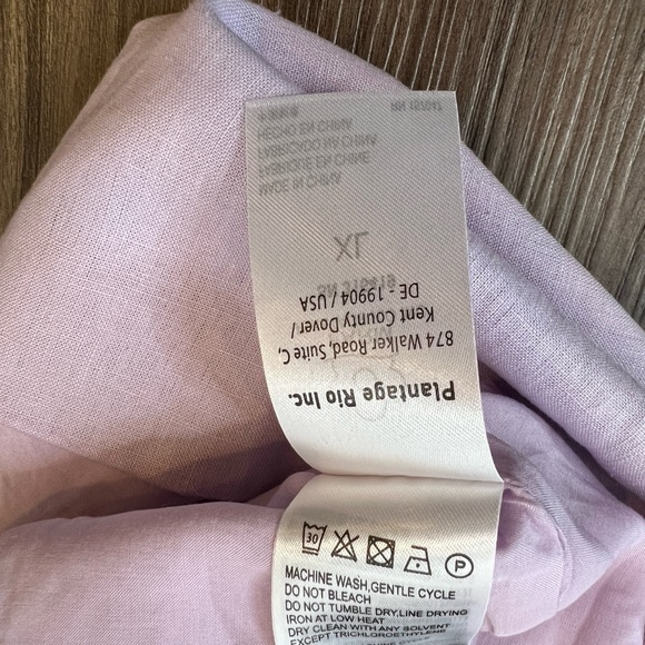 EUC FARM RIO V-Neck Mini Dress. Lavender Linen Blend. 3/4 Puffed Sleeve. SZ:XL - Picture 13 of 15